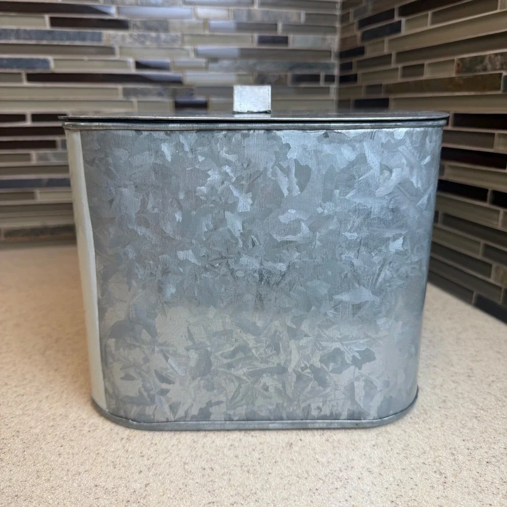 Vintage Galvanized Metal Bread Box Wheat Heart Bread Farmhouse Rustic Decor